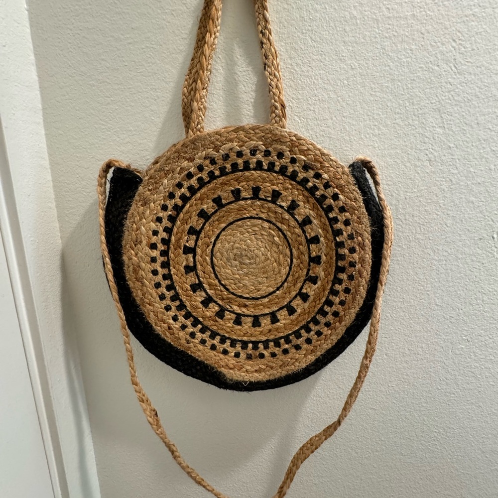 Shanty Corporation Bag Woven Moroccan Handbag 16” Round Crossbody Shoulder Purse